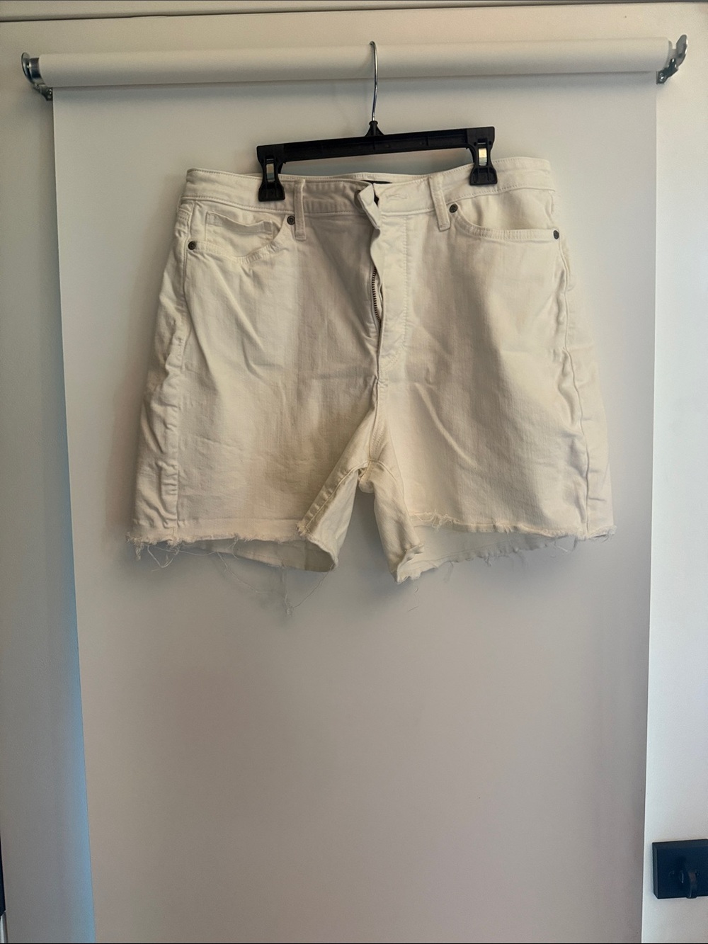 NYDJ White Denim Jean Shorts with Raw Frayed Hem